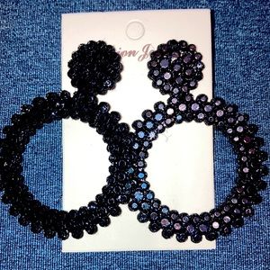 🟢 Rhinestone Hoop Drop Earrings 🟢